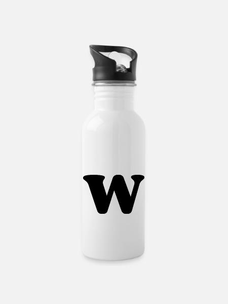 Lettre w - Gourde avec paille intégrée - blanc