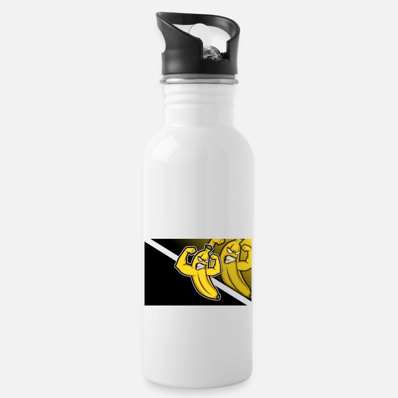Strong Banana - Trinkflasche mit integriertem Trinkhalm - Weiß