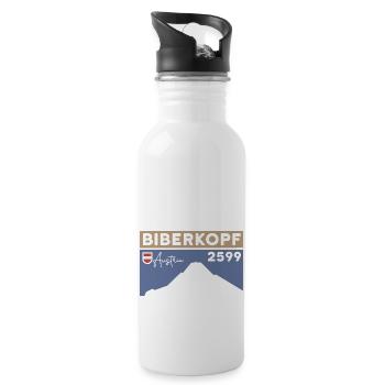 Biberkopf Höhe Warth Schröcken Skifahren Wandern - Trinkflasche mit integriertem Trinkhalm - Weiß - Rechts