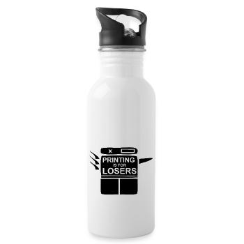 Printing is for Losers - Trinkflasche mit integriertem Trinkhalm - Weiß - Rechts