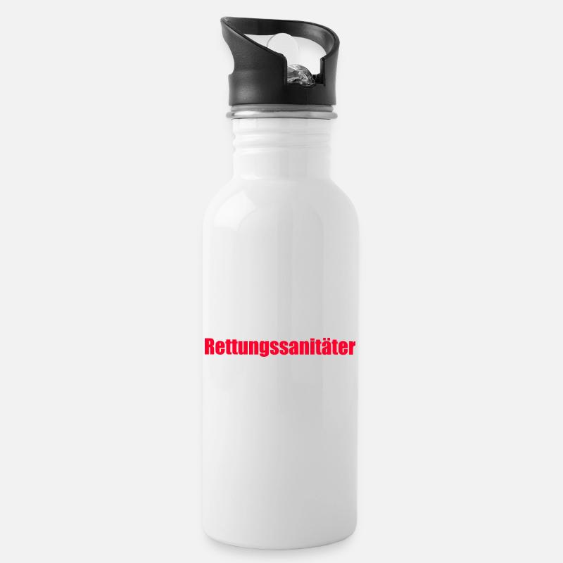 Rettungssanitäter Schriftzug Rot RS RettSan San - Trinkflasche mit integriertem Trinkhalm - Weiß