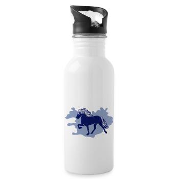 Island Pferd Reiter Reiten T shirt Grafik - Trinkflasche mit integriertem Trinkhalm - Weiß - Rechts