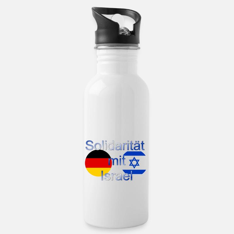 Solidarität mit Israel - Trinkflasche mit integriertem Trinkhalm - Weiß