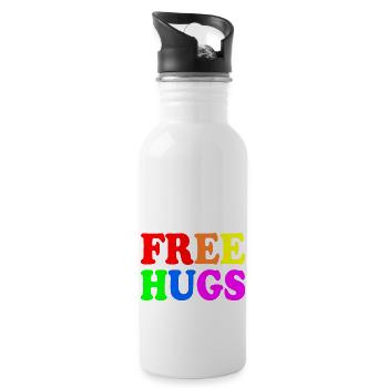 Free hugs - Trinkflasche mit integriertem Trinkhalm - Weiß - Rechts