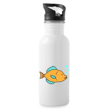 fisch comic 01 - Trinkflasche mit integriertem Trinkhalm - Weiß - Rechts