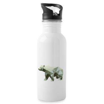 Bear, Polygon, Angular, Hiking, Trees, Animal, Mountains, Nature - Water bottle with straw - white - Right