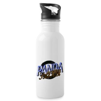 Humor Animal Print Animal Protection Quote Panda - Water bottle with straw - white - Right