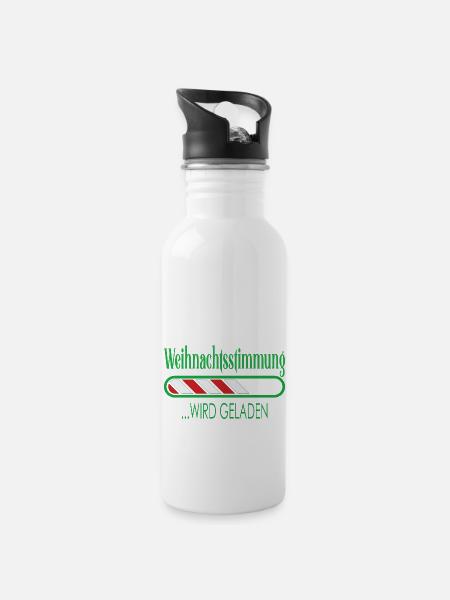 Weihnachtsstimmung wird geladen - Trinkflasche mit integriertem Trinkhalm - Weiß