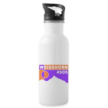 Weisshorn Wallis Hochtour Bergtour Tour Souvenir - Trinkflasche mit integriertem Trinkhalm - Weiß - Rechts