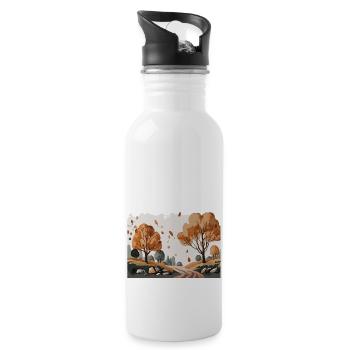 Nature in the Fall (Fall Collection #6) - Water bottle with straw - white - Right