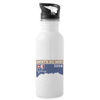 Dents Du Midi Finisher Bergsteiger Wanderer Wallis - Trinkflasche mit integriertem Trinkhalm - Weiß - Rechts