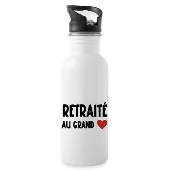 retraité au grand cœur - Gourde avec paille intégrée - blanc - Droite