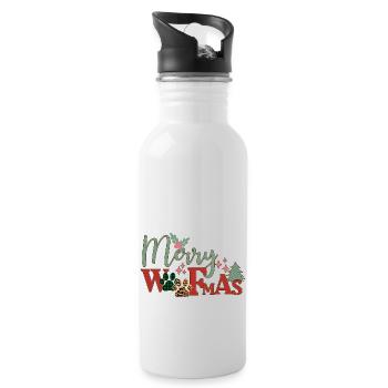 Merry Woofmas - Trinkflasche mit integriertem Trinkhalm - Weiß - Rechts