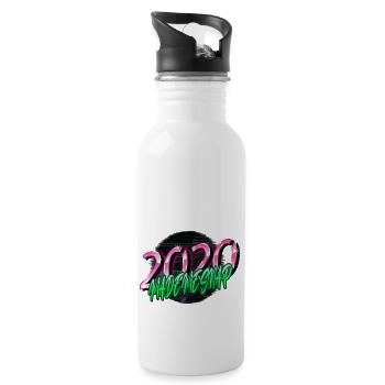Computer Dinosaur Tshirt Beach Birthday - Water bottle with straw - white - Right