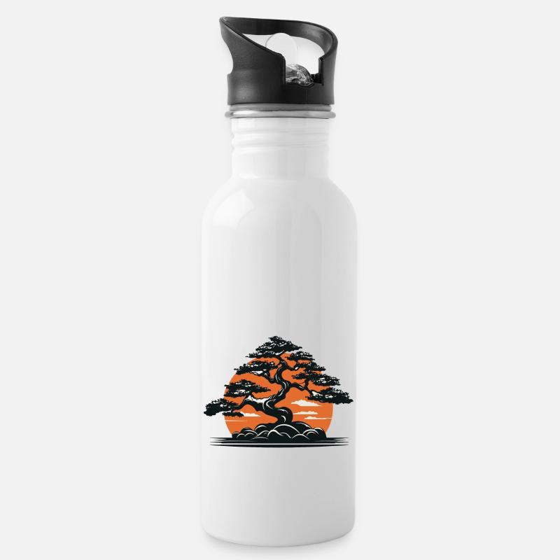 Bonsai - Trinkflasche mit integriertem Trinkhalm - Weiß