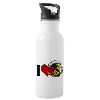I Love Beer - Trinkflasche mit integriertem Trinkhalm - Weiß - Rechts