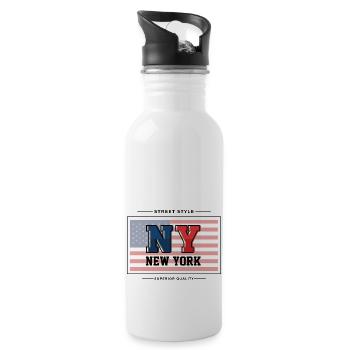 New York - Gourde avec paille intégrée - blanc - Droite