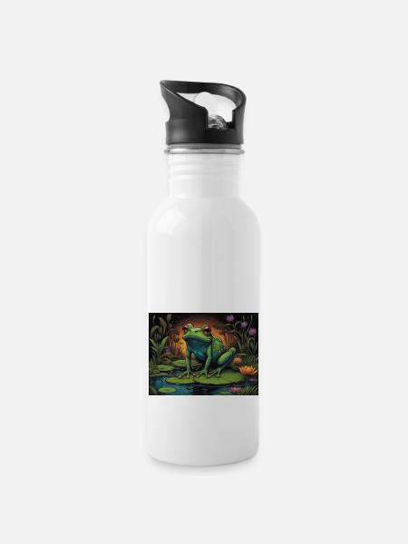 Frosch - Trinkflasche mit integriertem Trinkhalm - Weiß