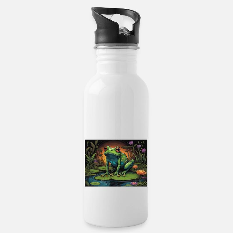 Frosch - Trinkflasche mit integriertem Trinkhalm - Weiß