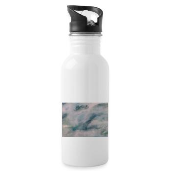 Wolken weiß türkis - Trinkflasche mit integriertem Trinkhalm - Weiß - Rechts