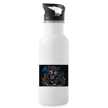 Hund - Trinkflasche mit integriertem Trinkhalm - Weiß - Rechts