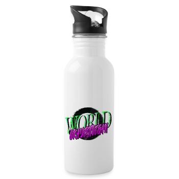 Vegetable Happy Vegan Statement Humor Joke Quote - Water bottle with straw - white - Right