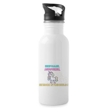 Einhorn - Trinkflasche mit integriertem Trinkhalm - Weiß - Rechts