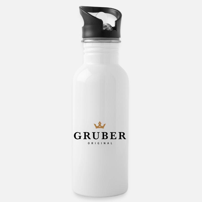 Gruber - Trinkflasche mit integriertem Trinkhalm - Weiß