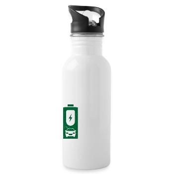 Bremst du Noch Oder Rekuperierst Du Schon? - Trinkflasche mit integriertem Trinkhalm - Weiß - Rechts