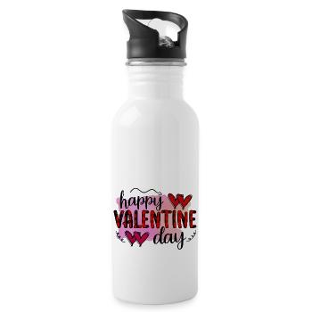 Love me Valentine Happy Valentines Valentines - Water bottle with straw - white - Right