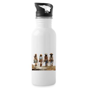 Faschingsverkleidungen, beliebt bei Alt und Jung - Trinkflasche mit integriertem Trinkhalm - Weiß - Rechts