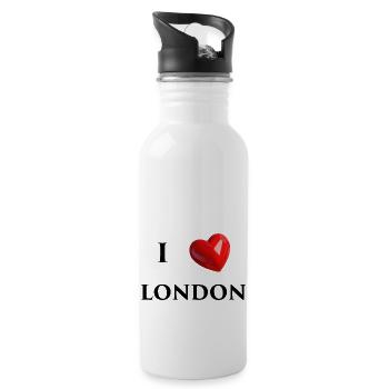 I Love London - Black Text - Water bottle with straw - white - Right