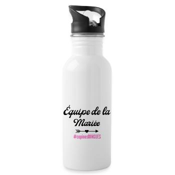 The Bride's Team - matching tshirt - Water bottle with straw - white - Right