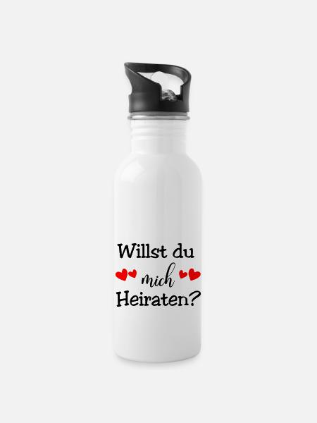 Will you marry me - Water bottle with straw - white
