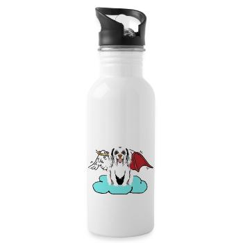 Celestial Satan Dog Hells Dog Devil Angel - Water bottle with straw - white - Right