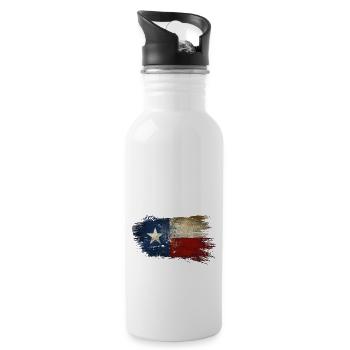 Grunge Texas Flagge - Trinkflasche mit integriertem Trinkhalm - Weiß - Rechts
