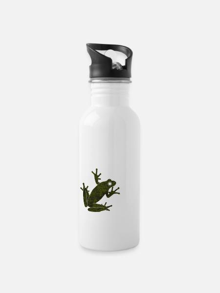 Frosch - Trinkflasche mit integriertem Trinkhalm - Weiß