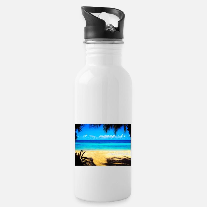 PARADIES STRAND - Trinkflasche mit integriertem Trinkhalm - Weiß