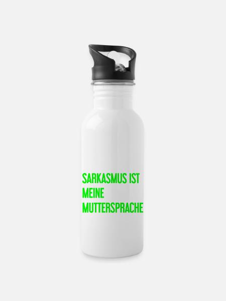 Sarkasmus-Profi - Trinkflasche mit integriertem Trinkhalm - Weiß