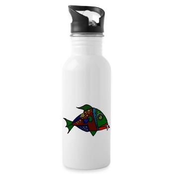 fisch anglerfisch - Trinkflasche mit integriertem Trinkhalm - Weiß - Rechts
