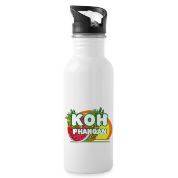 Paradies Insel Koh Phangan - Trinkflasche mit integriertem Trinkhalm - Weiß - Rechts