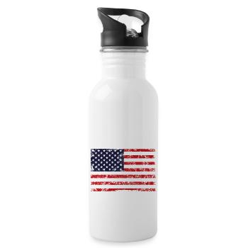 FLAG OF AMERICA retro - Water bottle with straw - white - Right