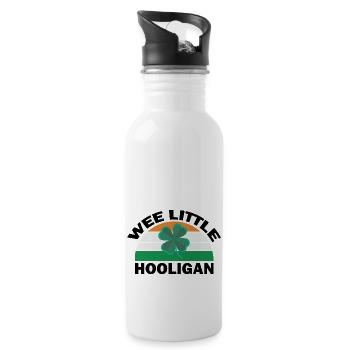 St Patricks Day Wee Little Hooligan Funny - Water bottle with straw - white - Right