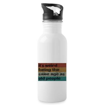 It's Weird Being The Same Age As Old People Retro - Water bottle with straw - white - Right