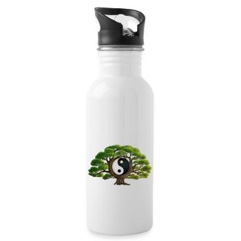 Arbre zen Yin et Yang - Gourde avec paille intégrée - blanc - Droite