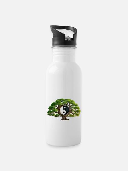 Arbre zen Yin et Yang - Gourde avec paille intégrée - blanc