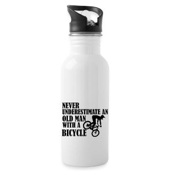 Funny Bicycle Saying - Water bottle with straw - white - Right