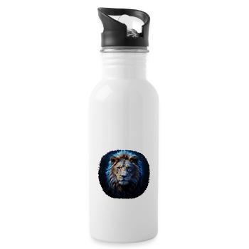 Signe du zodiaque Lion - Gourde avec paille intégrée - blanc - Droite