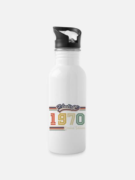 Awesome 1970 Birthday Gift Since 1970 Came - Water bottle with straw - white