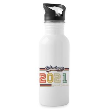 Tolles Geburtstagsgeschenk 2021, da 2021 kam - Trinkflasche mit integriertem Trinkhalm - Weiß - Rechts